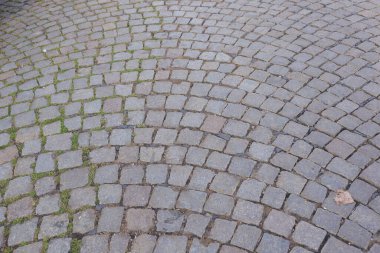 Taş kaldırım arka planı. Yolun dokusu ve zemini