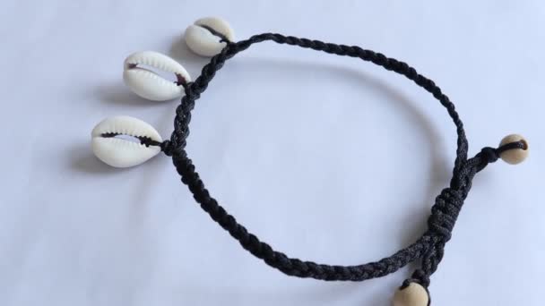 Cowrie Shell Bracelet Beautiful Handmade Jewelry — Stock Video