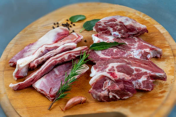 Carne Cordero Para Preparación Del Guiso —  Fotos de Stock