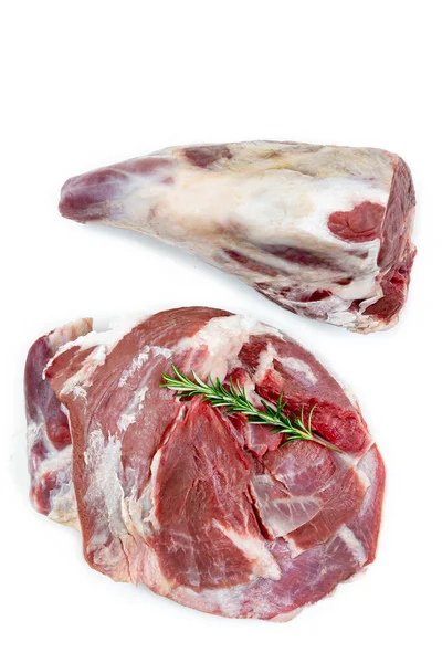 Ягненок Плечо Нога Сырое Мясо Изолированные — стоковое фото