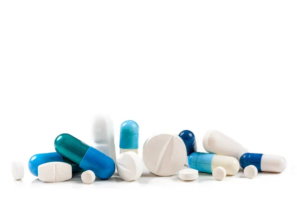 Blue White Drugs Macro Grouped — Stock Photo, Image