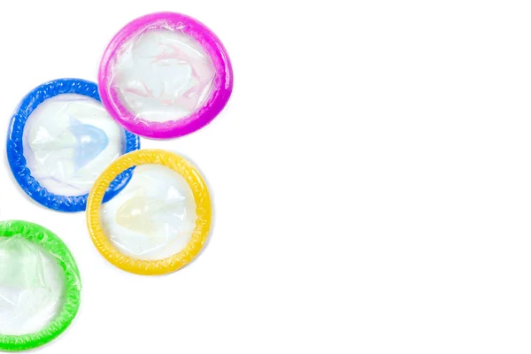 Condoms Various Colors Grouped Left — Stock Photo, Image