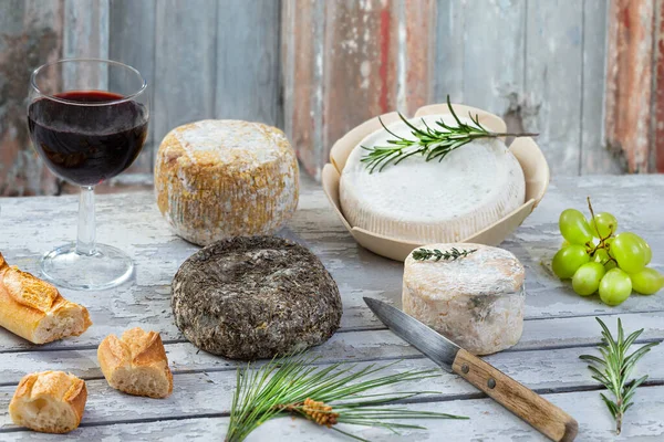 Corsican Traditional Varity Goat Sheep Cheese Wood Background — Stock Photo, Image
