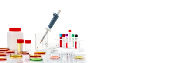Research Laboratory Analysis Test Tubes Petri Dishes Blood Samples Analysis — Foto de Stock