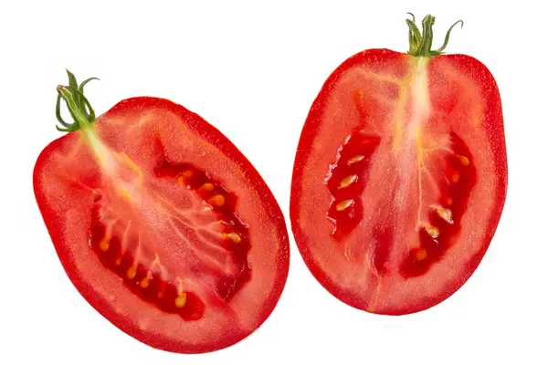 Metade Tomate Isolado Sobre Fundo Branco Tomates Vista Lateral — Fotografia de Stock
