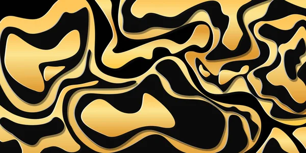 Siyah Boyutlu Arka Planda Altın Çizgiler Kağıt Kesiği Tarzında Soyut — Stok fotoğraf