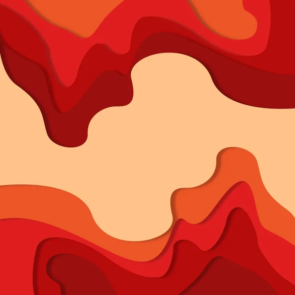 红色背景在剪纸风格上 抽象波浪在米色背景上 光滑的形状 切割的纸板 秋天的主题 图片说明 横幅设计 — 图库照片