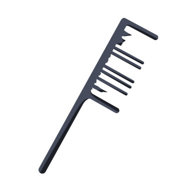 Kırık siyah ince saç fırçası çöpü, çöp, atık ya da çöp taşıyıcı çizimi kare şeklinde beyaz arka plan şablonuna izole edilmiş. Basit düz çizgi film çizimi. Taslak olmayan çizim..