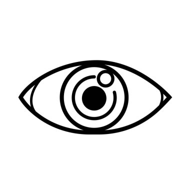 Kare beyaz arkaplanda izole edilmiş göz simgesi yaş vektör ikonu çizimi. Basit düz çizgi film çizimi.