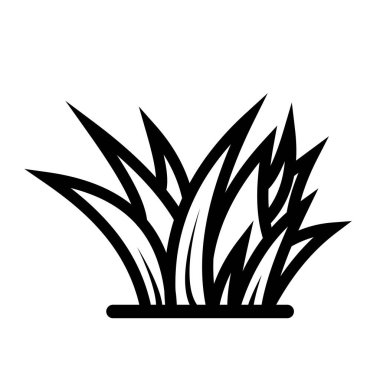 Çimen, beyaz arkaplanda izole edilmiş siyah çizgili ikon çizimi bırakır. Basit düz çizgi film çizimi..