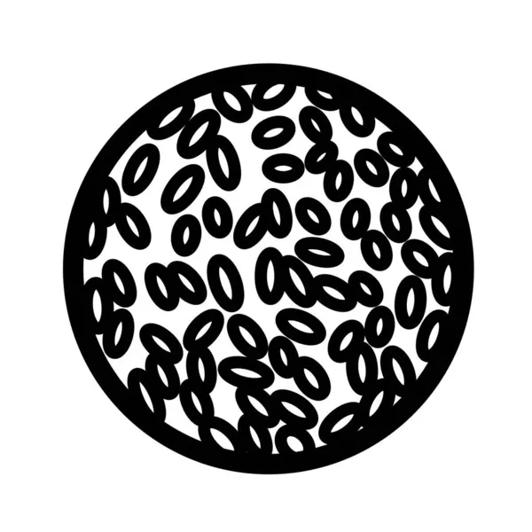 Onde-onde veya susamlı Endonezya pastası veya kare beyaz arka planda izole edilmiş abur cubur ikonu çizimi. Basit düz çizgi film çizimi..