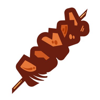 Beyaz arka planda izole edilmiş et şişi renkli gıda ikonu çizimi. Basit düz çizilmiş karikatür çizimi.