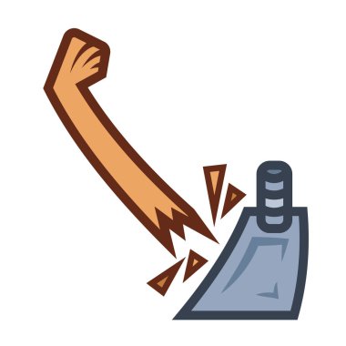 Kırık bahçe çapası renkli ikon çizimi kare beyaz arka planda izole edilmiş. Basit düz çizilmiş karikatür çizimi.