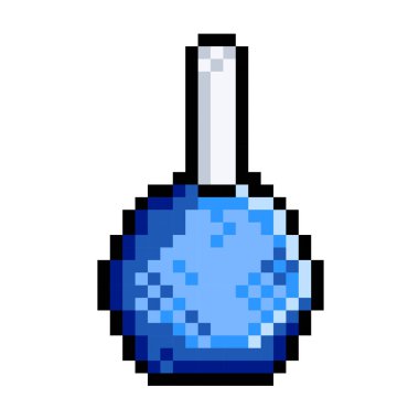 Piksel 8 bit tarzında mavi tırnak cilası illüstrasyonu. Oyunlar veya sosyal medya dekorasyonu için nesne çizimi beyaz arkaplanda izole edildi.