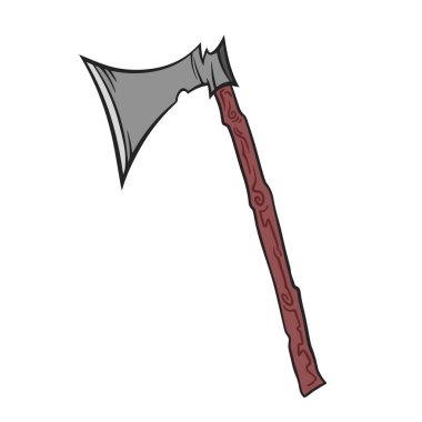 Basit el Axe aracı veya silah renkli illüstrasyon kare beyaz arkaplan izole.