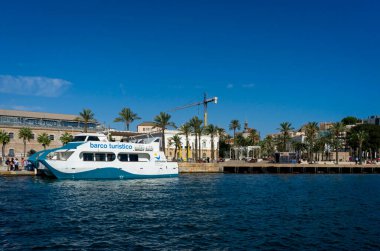 October 2022 - Cartagena, Spain - Cartagena embankment and port with ships on a sunny day