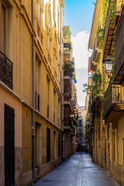 Aralık 2022 Valencia, İspanya tarihi şehir merkezinde gün boyunca Valencia 'nın güzel sokakları.