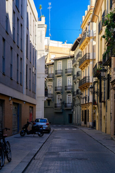 December, 2022 - Valencia, Spain - Beautiful streets of Valencia during the day in the historic city center