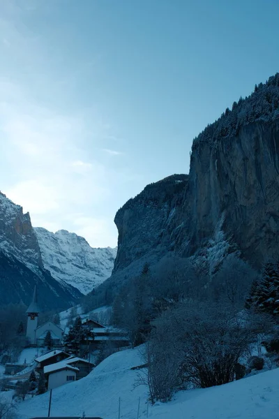 View from Lauterbrunnen Valley, Switzerland in Winter