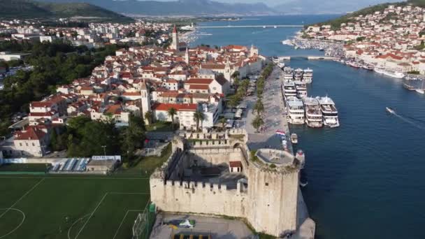Sea Testigo Del Encanto Histórico Trogir Croacia Con Este Dron — Vídeos de Stock