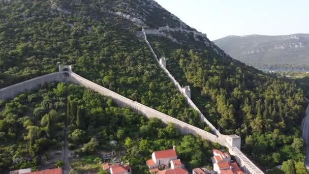 Experience Splendor Ston City Walls Fondly Referred Europe Great Wall — Stock Video