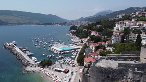 Stunning Drone Footage Brings You Breathtaking Coastal Beauty Herceg Novi — Stock Video