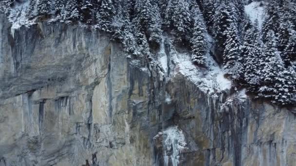 Experimente Majestuosidad Congelada Lauterbrunnen Con Este Video Drones Que Muestra — Vídeo de stock