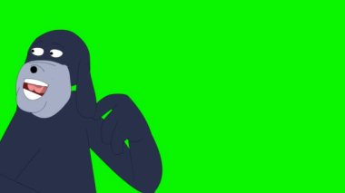  Sinirli genç köpek kendi kendine konuşuyor. 2 boyutlu çizgi film animasyonu, senin videoların için çizgi film karakteri.