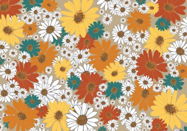 Papatyalı desen. Çiçek arkaplanı kumaş için mükemmel, web sayfası geçmişi, şablon dolgusu, duvar kağıdı. Görüntü.