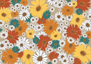 Papatyalı desen. Çiçek arkaplanı kumaş, web sayfası arkaplanı, şablon dolgusu, duvar kağıdı için mükemmel. 