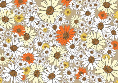 Papatyalı desen. Çiçek arkaplanı kumaş, web sayfası arkaplanı, şablon dolgusu, duvar kağıdı için mükemmel. 