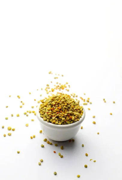 Bee Pollen Grains White Background Healthy Food Supplement Natural Medicine — Stock Photo, Image