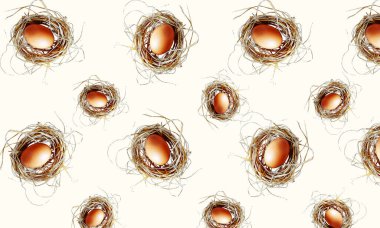 Renkli yumurtalarla yaratıcı desen. Renkli Paskalya yumurtalarının uçsuz bucaksız dokusu, duvar kağıdı için mükemmel, web sayfası arka planı, hediye kağıdı, desen dolguları. Paskalya tatili.