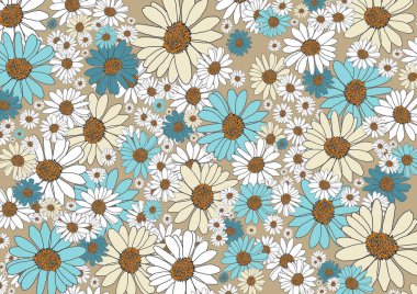 Papatyalarla güzel bir desen. Çiçek arkaplanı kumaş için mükemmel, web sayfası geçmişi, şablon dolgusu, duvar kağıdı. Görüntü.