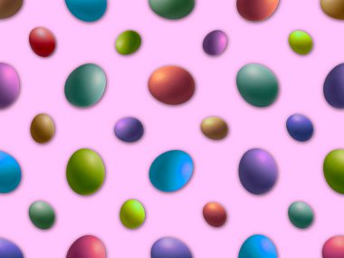 Renkli yumurtalarla yaratıcı desen. Renkli Paskalya yumurtalarının uçsuz bucaksız dokusu, duvar kağıdı için mükemmel, web sayfası arka planı, hediye kağıdı, desen dolguları. Paskalya tatili.