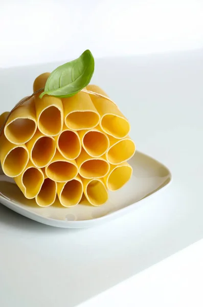 Raw Pasta Dry Isolated White Background Cannelloni Pasta Tubes Italian — Stock Photo, Image