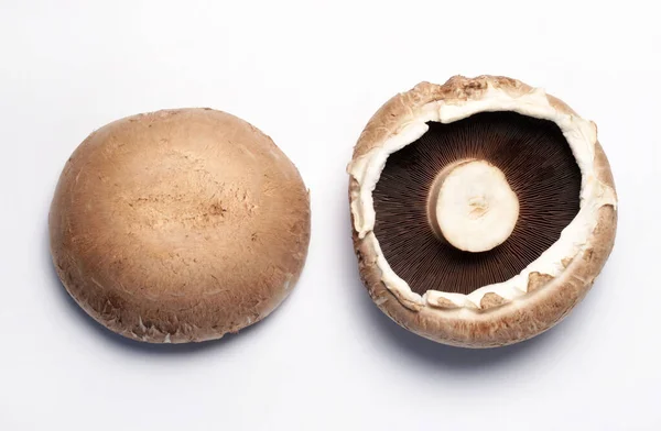 Fresh Raw Portobello Mushrooms Isolated White Background Healthy Vegetarian Food — Stock Photo, Image