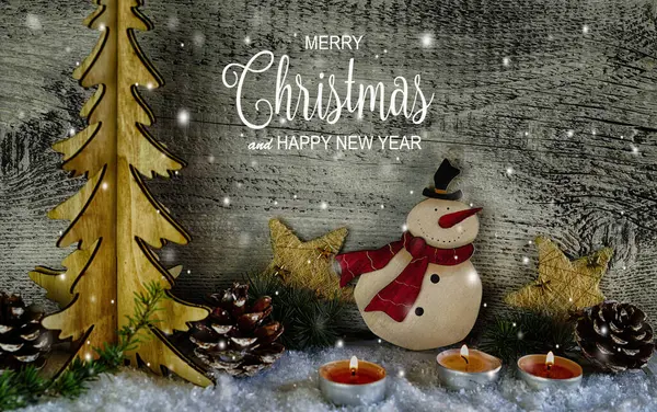 Merry Christmas Greetings Card Christmas Decorations Merry Christmas Text Holiday — Stock Photo, Image