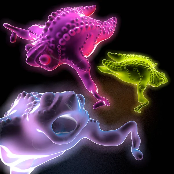 3d render of a purple and white heart