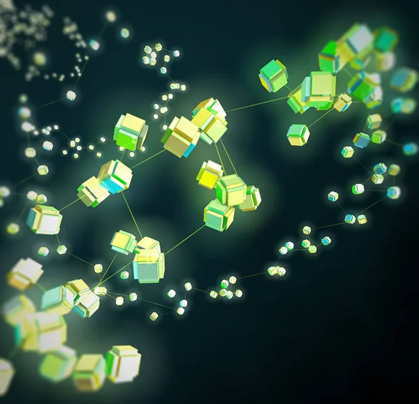 abstract background with green and white cubes