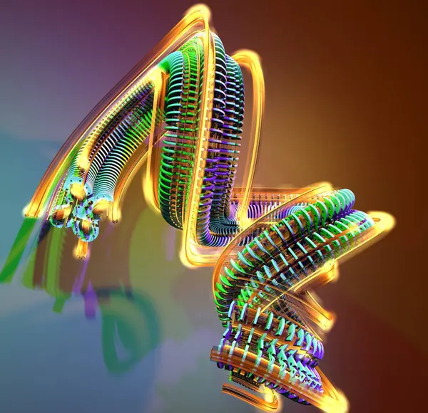 3d rendering of abstract background with colorful lines