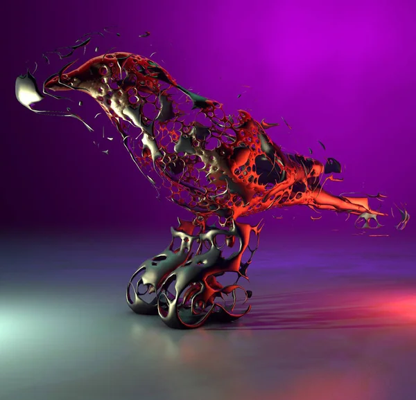 3d rendering of a fantasy chaotic paint splashes on a black background
