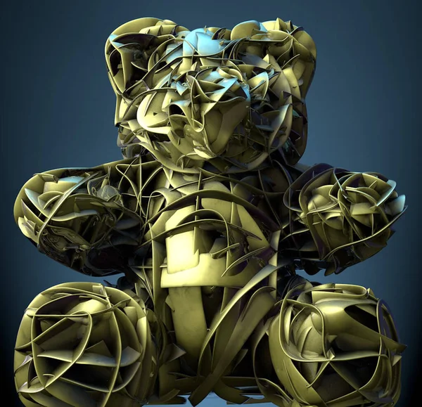 3d illustration of a yellow and blue glass of a man in a dark background