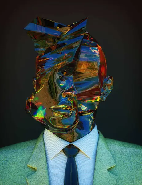 Renkli deri ceketli bir işadamının portresi.