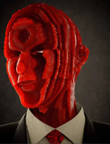 Sakallı ve kırmızı papyonlu bir adam.