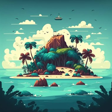 Cartoon island Tropical Travel