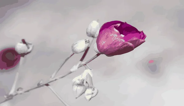 Векторная Иллюстрация Бокового Вида Фиолетового Цветка — стоковый вектор