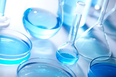 Science laboratory with beaker and dropper