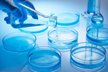 Science laboratory with beaker and dropper