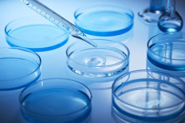 Science laboratory with beaker and dropper